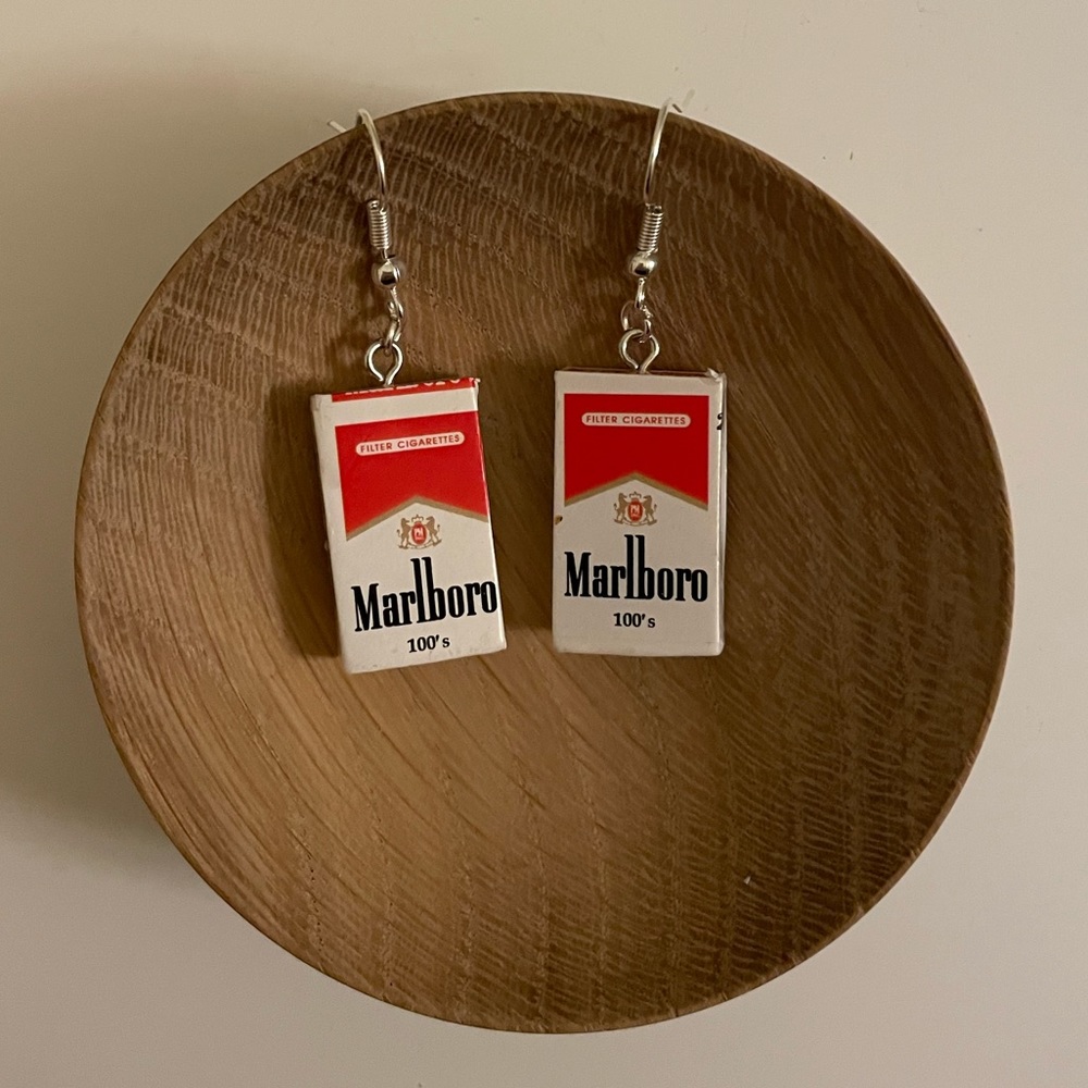 Cigarette Box Drop Earrings